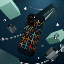 DistinctInk Tough Case for Apple iPhone, Compatible with MagSafe Charging - "Vibrant Crosses on Dark Black Background"