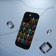 DistinctInk Tough Case for Apple iPhone, Compatible with MagSafe Charging - "Vibrant Crosses on Dark Black Background"