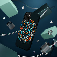 DistinctInk Tough Case for Apple iPhone, Compatible with MagSafe Charging - "Dramatic Contrasting Crosses: Vibrant Colors on Black"
