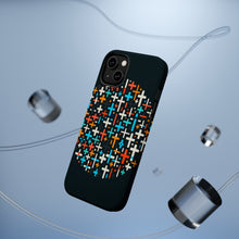 DistinctInk Tough Case for Apple iPhone, Compatible with MagSafe Charging - "Dramatic Contrasting Crosses: Vibrant Colors on Black"