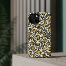 DistinctInk Tough Case for Apple iPhone, Compatible with MagSafe Charging - "Infinite Smiling Daisy Pattern Delight"