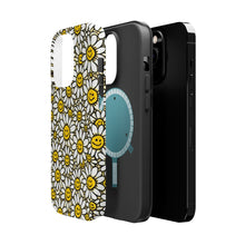 DistinctInk Tough Case for Apple iPhone, Compatible with MagSafe Charging - "Infinite Smiling Daisy Pattern Delight"