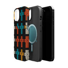 DistinctInk Tough Case for Apple iPhone, Compatible with MagSafe Charging - Title: "Vibrant Contrast: Alternating Bold and Thin Christian Cross Pattern"