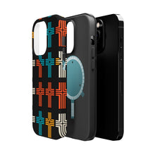 DistinctInk Tough Case for Apple iPhone, Compatible with MagSafe Charging - Title: "Vibrant Contrast: Alternating Bold and Thin Christian Cross Pattern"