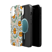 DistinctInk Tough Case for Apple iPhone, Compatible with MagSafe Charging - "Joyful Daisies: A Lively Cartoon Pattern"