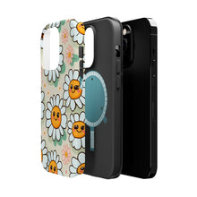DistinctInk Tough Case for Apple iPhone, Compatible with MagSafe Charging - "Joyful Daisies: A Lively Cartoon Pattern"