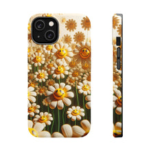 DistinctInk Tough Case for Apple iPhone, Compatible with MagSafe Charging - "Dancing Smiley Daisies: A Floral Delight"