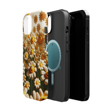 DistinctInk Tough Case for Apple iPhone, Compatible with MagSafe Charging - "Dancing Smiley Daisies: A Floral Delight"