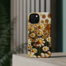 DistinctInk Tough Case for Apple iPhone, Compatible with MagSafe Charging - "Dancing Smiley Daisies: A Floral Delight"