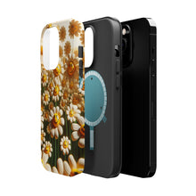DistinctInk Tough Case for Apple iPhone, Compatible with MagSafe Charging - "Dancing Smiley Daisies: A Floral Delight"