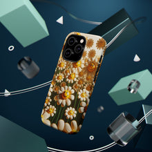 DistinctInk Tough Case for Apple iPhone, Compatible with MagSafe Charging - "Dancing Smiley Daisies: A Floral Delight"