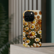 DistinctInk Tough Case for Apple iPhone, Compatible with MagSafe Charging - "Dancing Smiley Daisies: A Floral Delight"