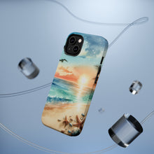 DistinctInk Tough Case for Apple iPhone, Compatible with MagSafe Charging - "Tranquil Beach Oasis: Watercolor Serenity"