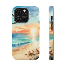 DistinctInk Tough Case for Apple iPhone, Compatible with MagSafe Charging - "Tranquil Beach Oasis: Watercolor Serenity"