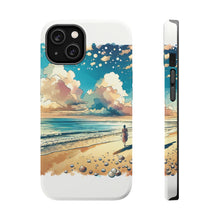 DistinctInk Tough Case for Apple iPhone, Compatible with MagSafe Charging - "Tranquil Beach Serenade: A Watercolor Masterpiece"