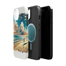 DistinctInk Tough Case for Apple iPhone, Compatible with MagSafe Charging - "Tranquil Beach Serenade: A Watercolor Masterpiece"