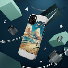 DistinctInk Tough Case for Apple iPhone, Compatible with MagSafe Charging - "Tranquil Beach Serenade: A Watercolor Masterpiece"