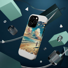DistinctInk Tough Case for Apple iPhone, Compatible with MagSafe Charging - "Tranquil Beach Serenade: A Watercolor Masterpiece"