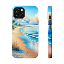 DistinctInk Tough Case for Apple iPhone, Compatible with MagSafe Charging - "Serene Beachscape: A Vibrant Watercolor Masterpiece"