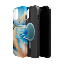 DistinctInk Tough Case for Apple iPhone, Compatible with MagSafe Charging - "Serene Beachscape: A Vibrant Watercolor Masterpiece"