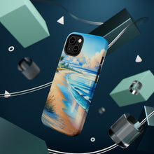 DistinctInk Tough Case for Apple iPhone, Compatible with MagSafe Charging - "Serene Beachscape: A Vibrant Watercolor Masterpiece"