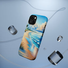 DistinctInk Tough Case for Apple iPhone, Compatible with MagSafe Charging - "Serene Beachscape: A Vibrant Watercolor Masterpiece"
