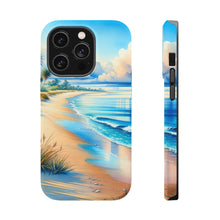DistinctInk Tough Case for Apple iPhone, Compatible with MagSafe Charging - "Serene Beachscape: A Vibrant Watercolor Masterpiece"