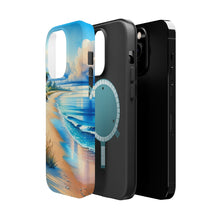 DistinctInk Tough Case for Apple iPhone, Compatible with MagSafe Charging - "Serene Beachscape: A Vibrant Watercolor Masterpiece"