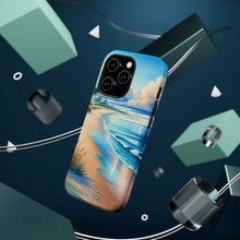 DistinctInk Tough Case for Apple iPhone, Compatible with MagSafe Charging - "Serene Beachscape: A Vibrant Watercolor Masterpiece"