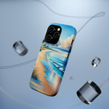 DistinctInk Tough Case for Apple iPhone, Compatible with MagSafe Charging - "Serene Beachscape: A Vibrant Watercolor Masterpiece"