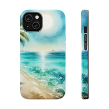 DistinctInk Tough Case for Apple iPhone, Compatible with MagSafe Charging - "Serene Beach Bliss: A Watercolor Oasis"