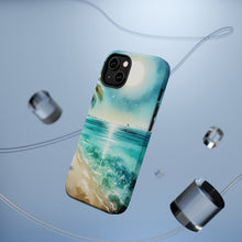 DistinctInk Tough Case for Apple iPhone, Compatible with MagSafe Charging - "Serene Beach Bliss: A Watercolor Oasis"