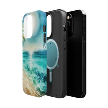 DistinctInk Tough Case for Apple iPhone, Compatible with MagSafe Charging - "Serene Beach Bliss: A Watercolor Oasis"