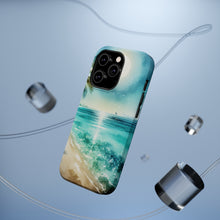 DistinctInk Tough Case for Apple iPhone, Compatible with MagSafe Charging - "Serene Beach Bliss: A Watercolor Oasis"