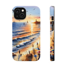 DistinctInk Tough Case for Apple iPhone, Compatible with MagSafe Charging - "Serene Sunset: A Vibrant Beachscape Painting"