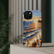 DistinctInk Tough Case for Apple iPhone, Compatible with MagSafe Charging - "Serene Sunset: A Vibrant Beachscape Painting"