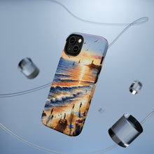 DistinctInk Tough Case for Apple iPhone, Compatible with MagSafe Charging - "Serene Sunset: A Vibrant Beachscape Painting"