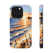 DistinctInk Tough Case for Apple iPhone, Compatible with MagSafe Charging - "Serene Sunset: A Vibrant Beachscape Painting"