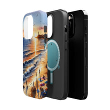 DistinctInk Tough Case for Apple iPhone, Compatible with MagSafe Charging - "Serene Sunset: A Vibrant Beachscape Painting"