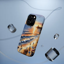 DistinctInk Tough Case for Apple iPhone, Compatible with MagSafe Charging - "Serene Sunset: A Vibrant Beachscape Painting"