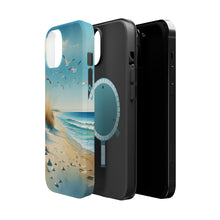 DistinctInk Tough Case for Apple iPhone, Compatible with MagSafe Charging - "Tranquil Serenity: A Watercolour Beach Scene"