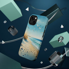 DistinctInk Tough Case for Apple iPhone, Compatible with MagSafe Charging - "Tranquil Serenity: A Watercolour Beach Scene"