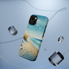 DistinctInk Tough Case for Apple iPhone, Compatible with MagSafe Charging - "Tranquil Serenity: A Watercolour Beach Scene"