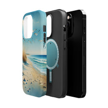 DistinctInk Tough Case for Apple iPhone, Compatible with MagSafe Charging - "Tranquil Serenity: A Watercolour Beach Scene"