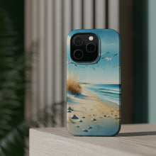 DistinctInk Tough Case for Apple iPhone, Compatible with MagSafe Charging - "Tranquil Serenity: A Watercolour Beach Scene"