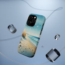 DistinctInk Tough Case for Apple iPhone, Compatible with MagSafe Charging - "Tranquil Serenity: A Watercolour Beach Scene"