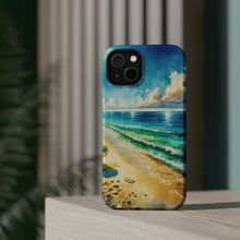 DistinctInk Tough Case for Apple iPhone, Compatible with MagSafe Charging - Title: Serene Shoreline: A Beach Oasis