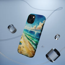 DistinctInk Tough Case for Apple iPhone, Compatible with MagSafe Charging - Title: Serene Shoreline: A Beach Oasis