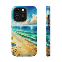 DistinctInk Tough Case for Apple iPhone, Compatible with MagSafe Charging - Title: Serene Shoreline: A Beach Oasis