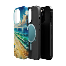 DistinctInk Tough Case for Apple iPhone, Compatible with MagSafe Charging - Title: Serene Shoreline: A Beach Oasis